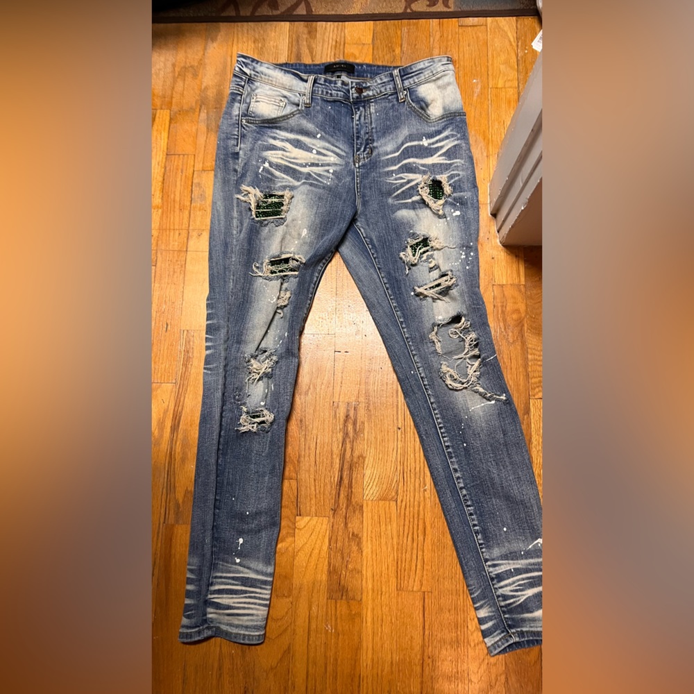Amiri- Green Ripped Jeans